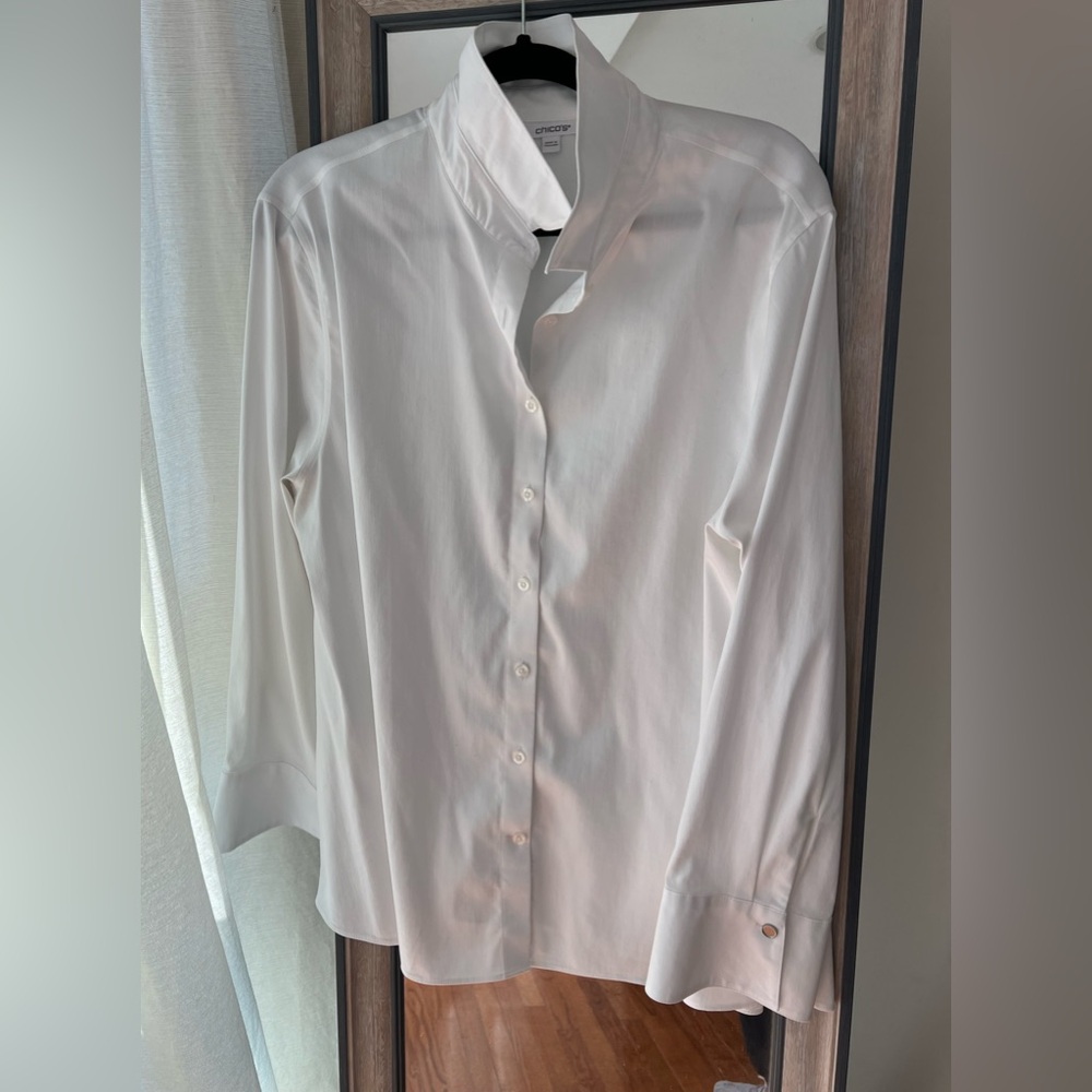 Chico’s 3.5 (18) Trapeze White Blouse EUC